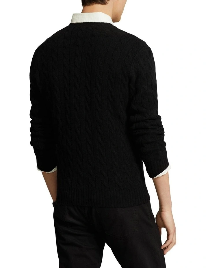 Cable-Knit Wool-Cashmere Sweater in Black