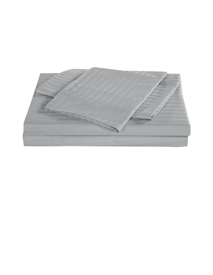 1200 Thread Count 100% Egyptian Cotton Sheet Set Stripe Hotel GradeSliver