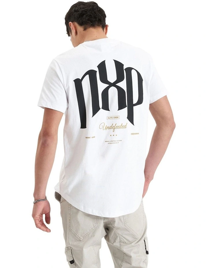 Pods Dual Curved Tee in Optical White