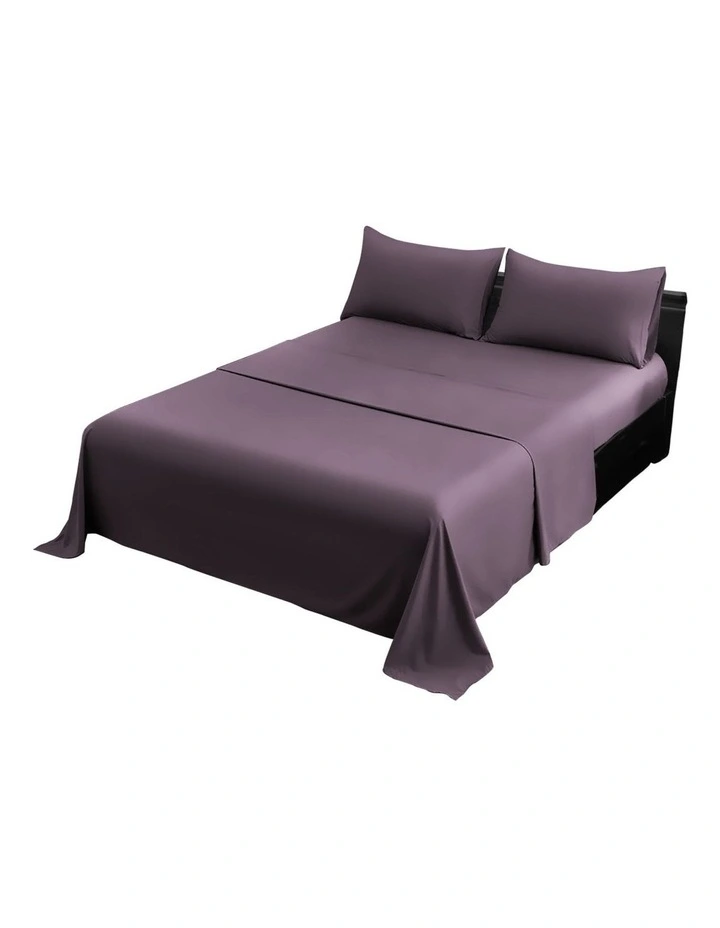 Cotton Rich King Bed Sheet Set 4 Pieces in Lilac