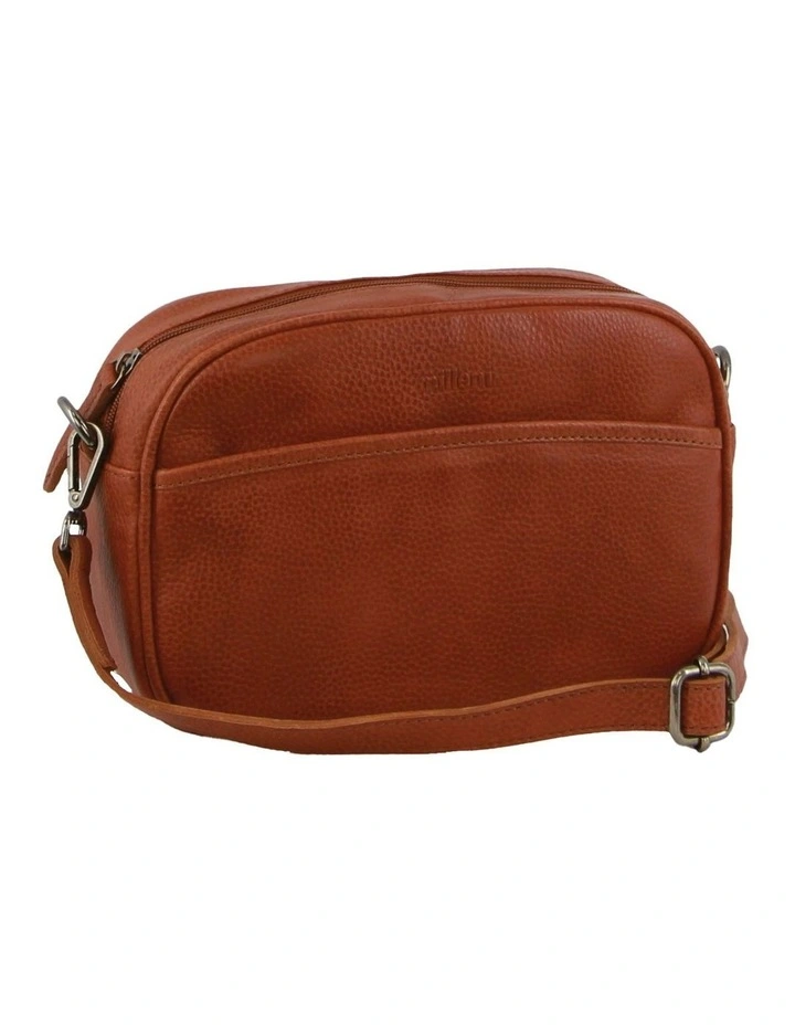 Nappa Leather Cross-Body Bag/Clutch in Cognac