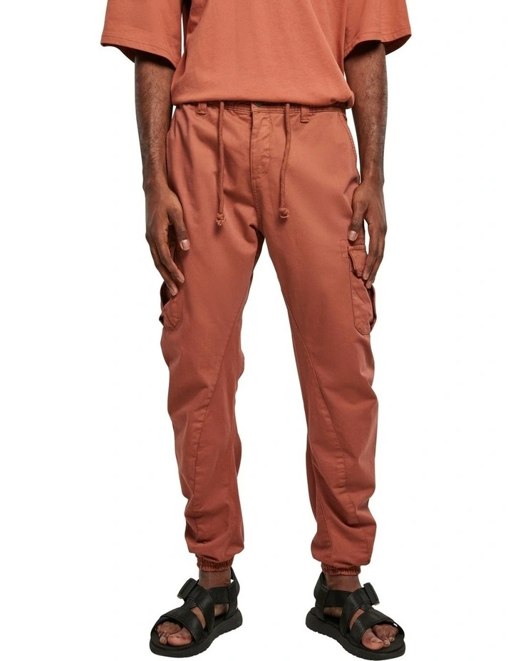 Cuffed Cargo Jogging Pants in Terracotta