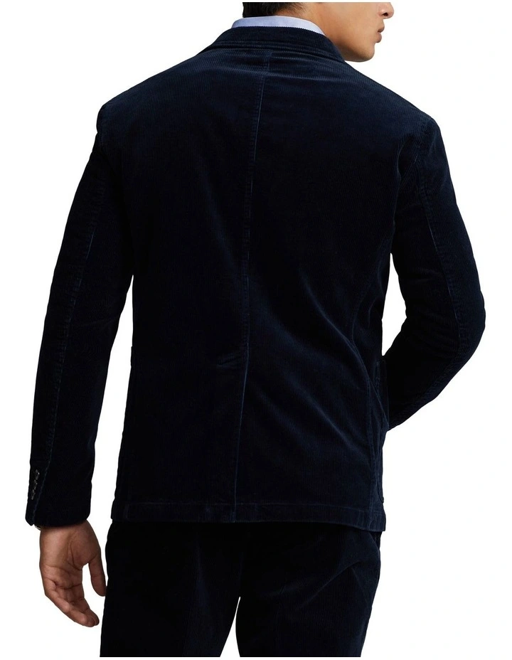 Washed Stretch Corduroy Suit Jacket in Blue