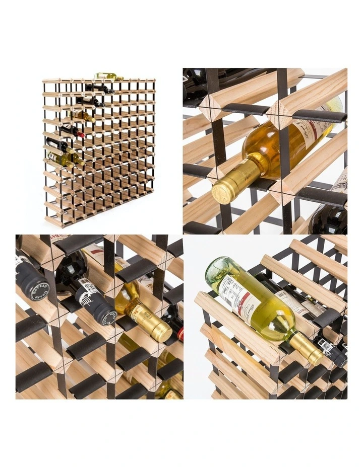Timber Wine Rack 110 Bottle Storage Cellar Organiser in Brown
