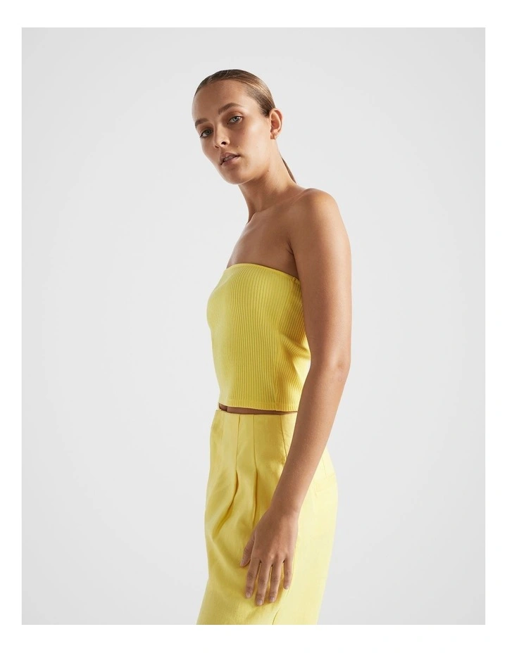 Rib Strapless Bodice Top in Lemon Drop