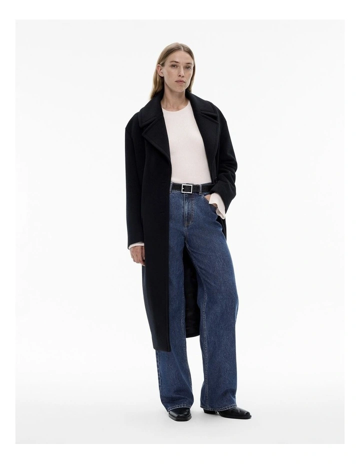 Wool Blend Crew Rib Knit in Milk White