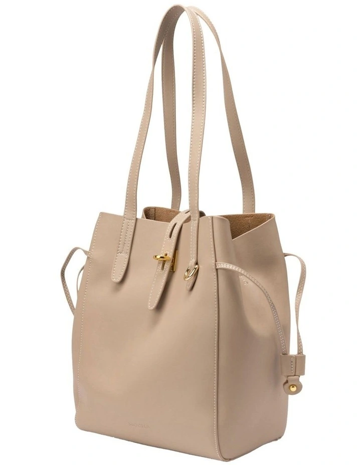 Laina Leather Tote Bag in Taupe