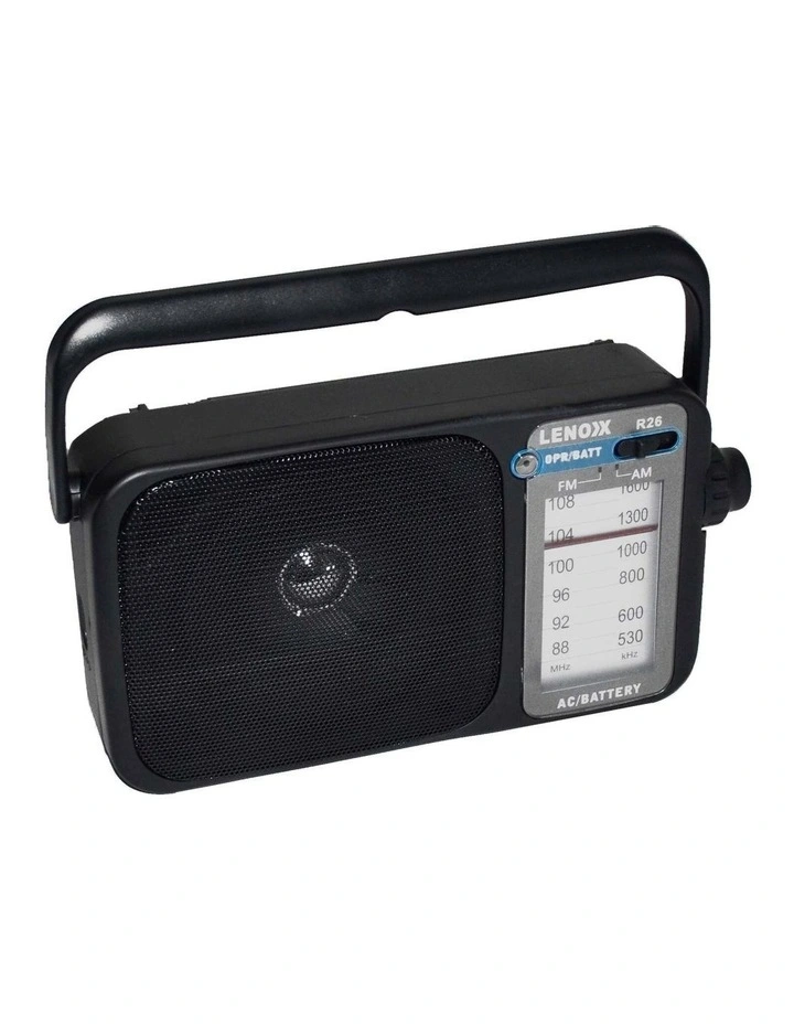 AM/FM Mantle Radio Battery Operated, with Bandwidth 540-1600 in Black