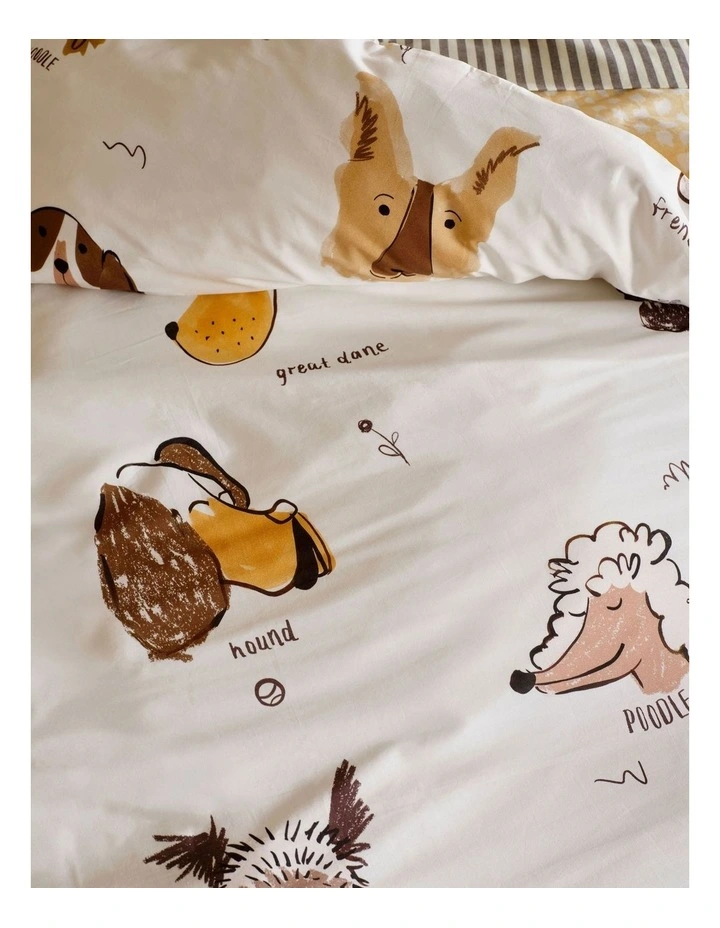 Woof Woof Quilt Cover Set in White