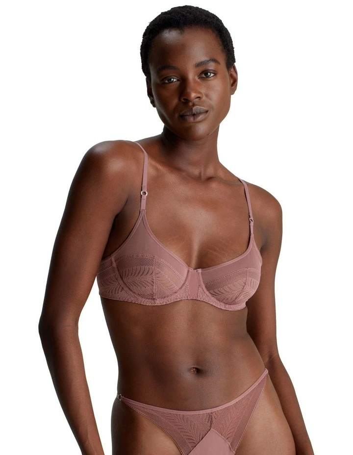 Minimalist Micro With Lace Unlined Demi Bra in Pink