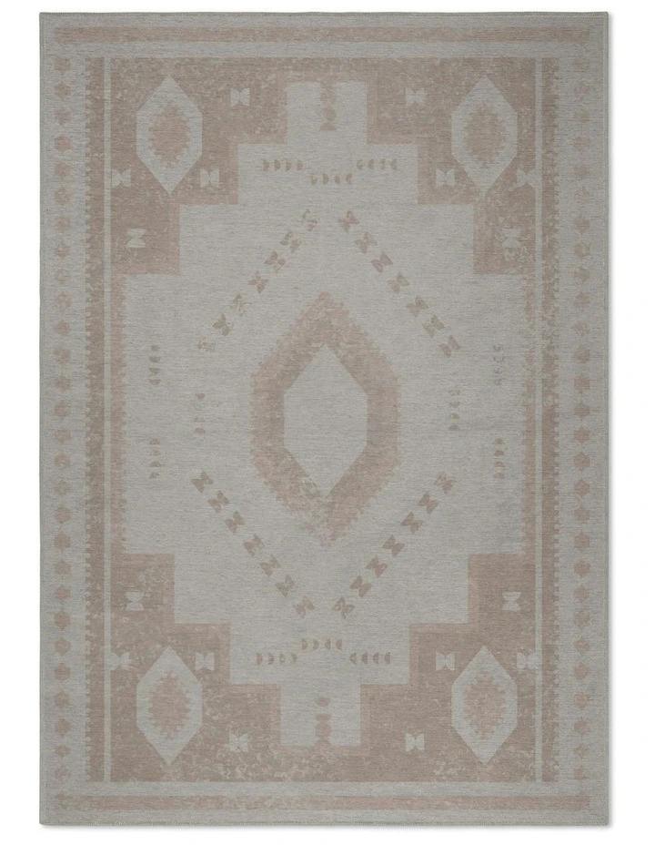 Obscured Washable Chenille Area Rug in Beige