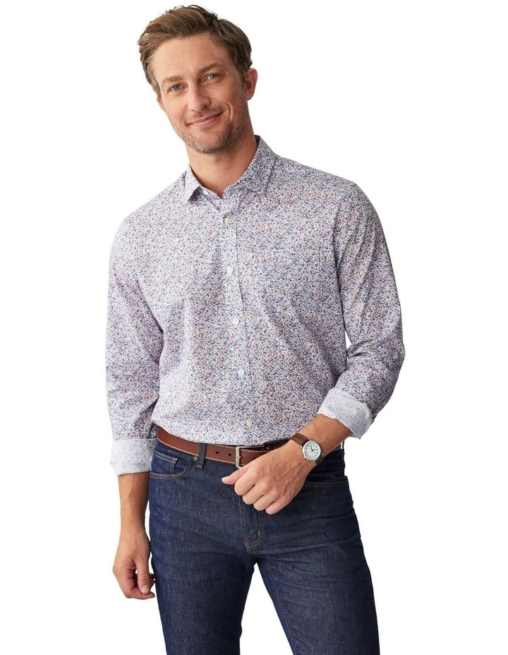 Easy Care Floral Print Long Sleeve Shirt in Autumn
