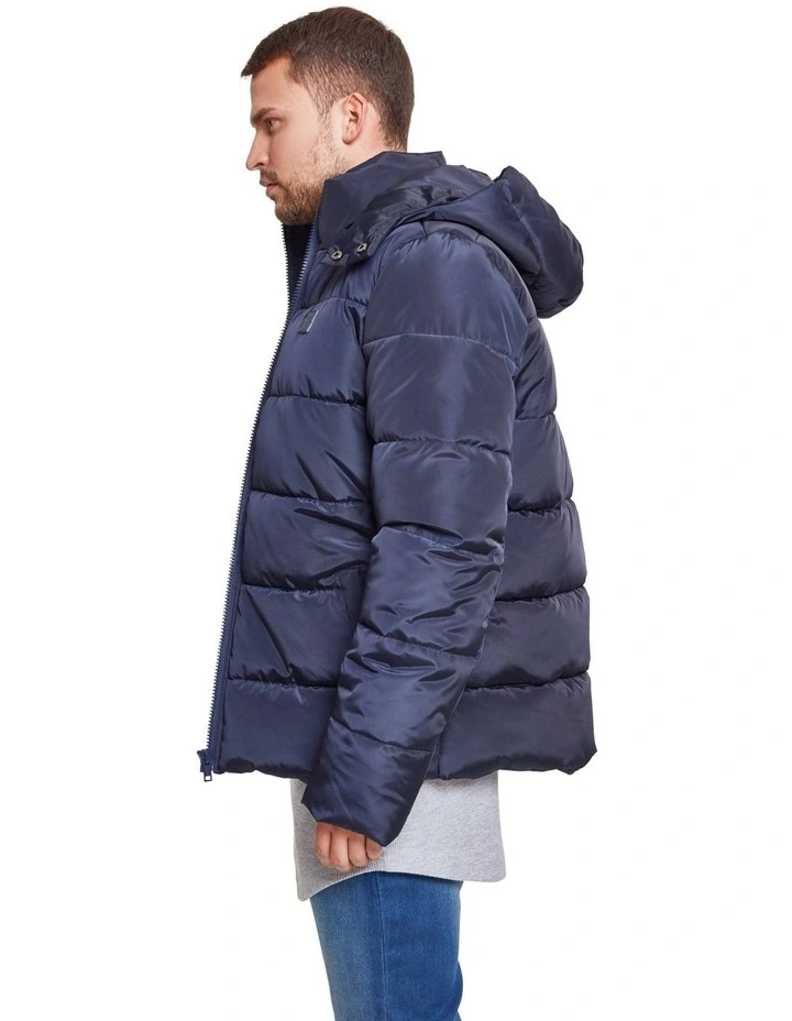 Heavyweight Hooded Puffer Jacket in Navy