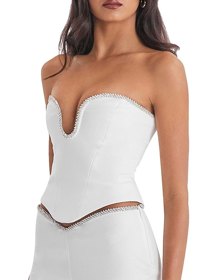 Crystal Trimmed Corset in Ivory