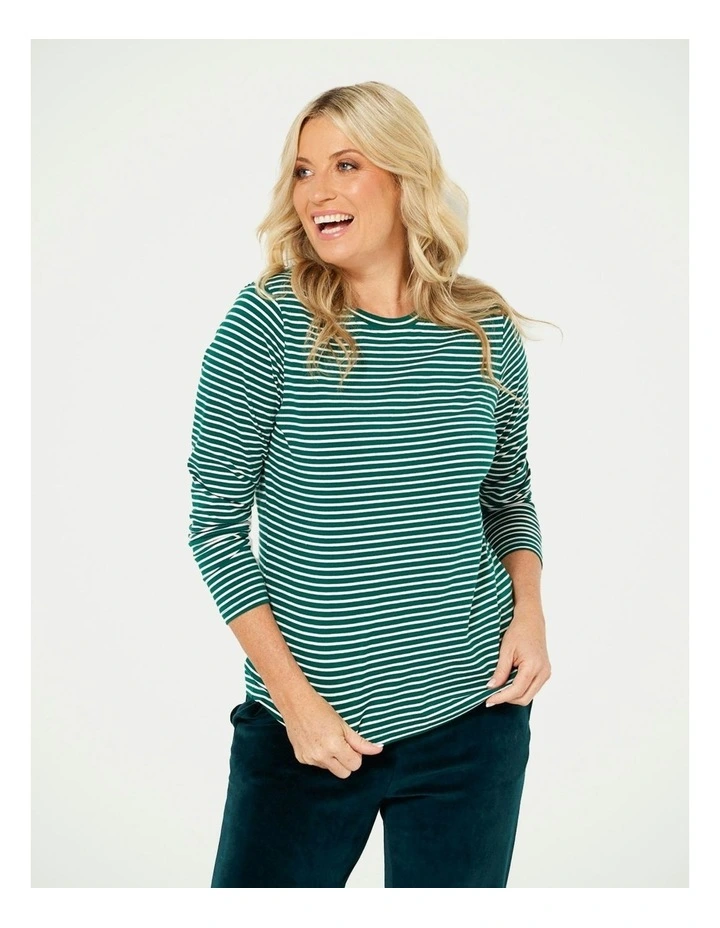 Rachel Long Sleeve Stripe Top in Mint