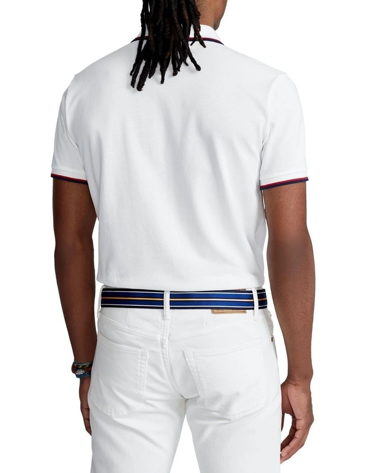 Custom Slim Fit Mesh Polo Shirt White