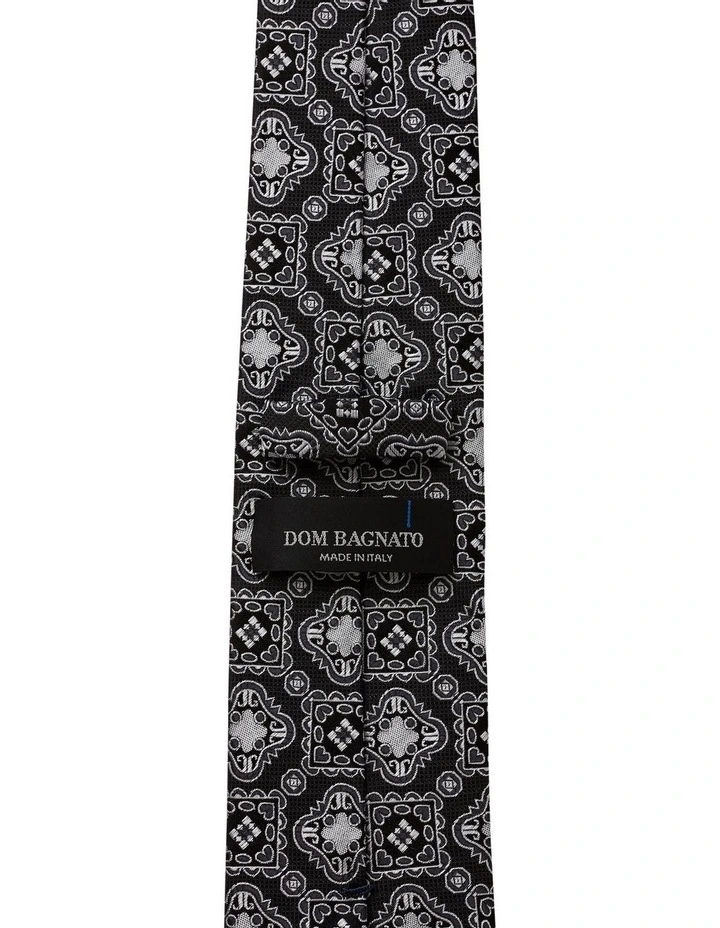 Quadrato Silk Tie in Black