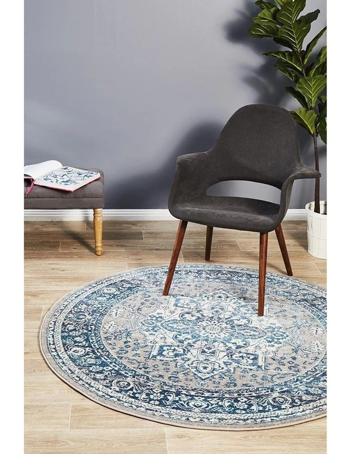 Babylon 207 Blue Round Rug