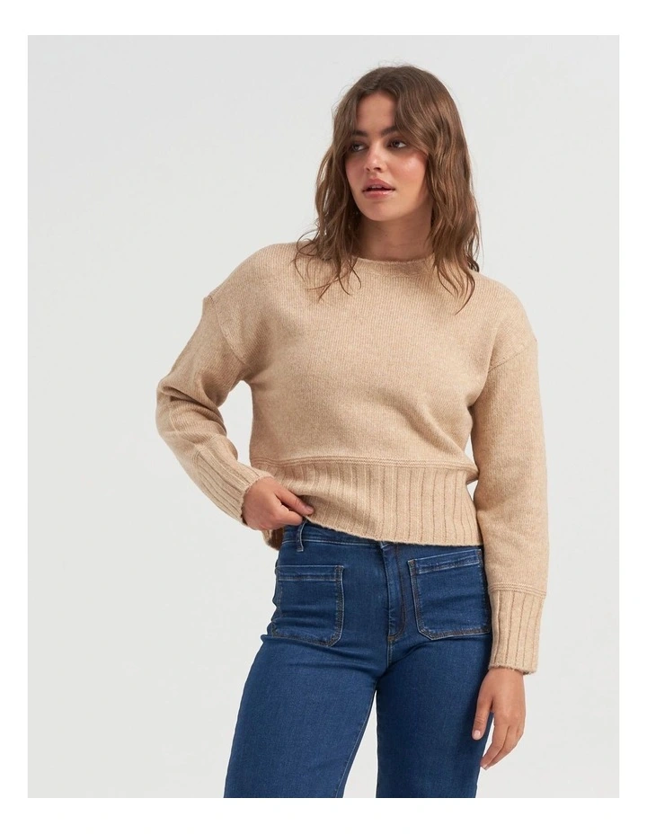 Allie Life Long Sleeve Knit Pullover in Cream