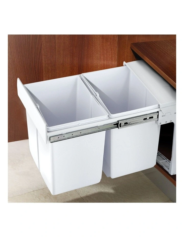 Cefito Pull Out Bin Kitchen Double Basket 2X15L in White