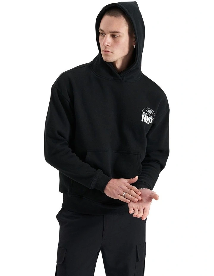 Mortar Heavy Relaxed Hooded Sweater in Jet Black