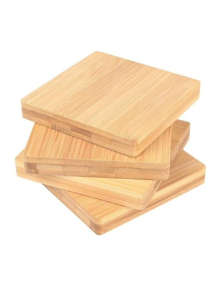 Bamboo Unique Drink Coasters Set of 4 in Brown