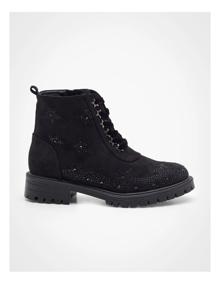 Star Bling Biker Boot in Black