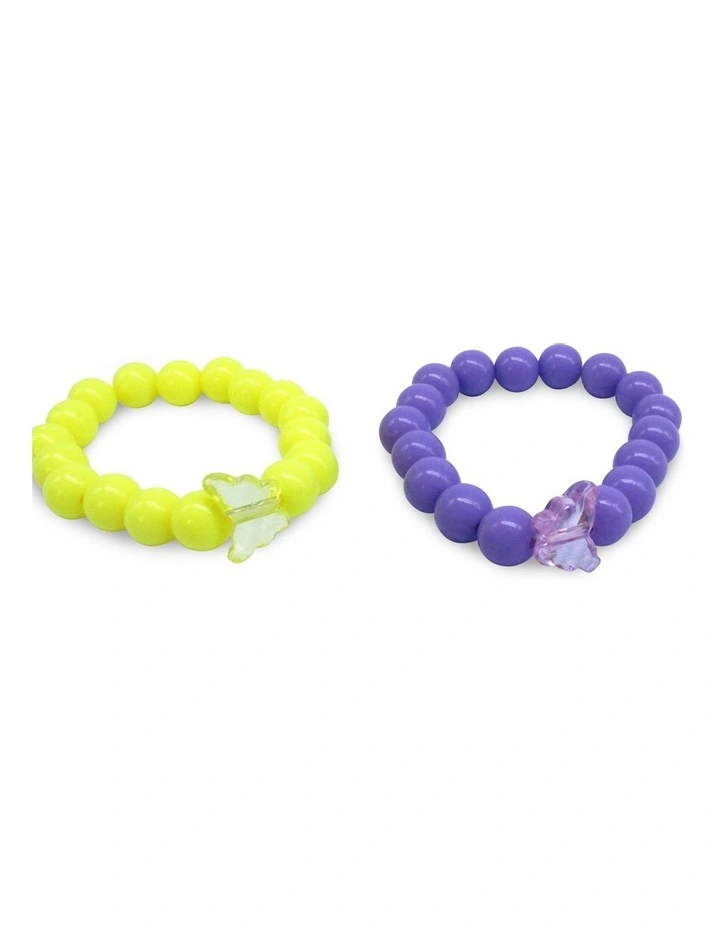Beaded Butterfly Detail Bracelet 3 Pack in Multi