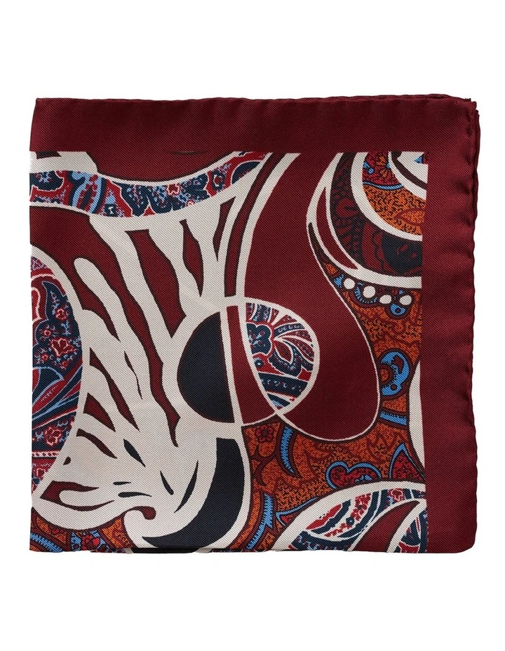Psychedelic Silk Pocket Square in Wine