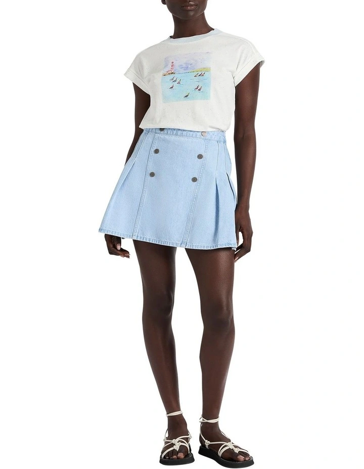 Just Dance Denim Mini Skirt in Sky Blue