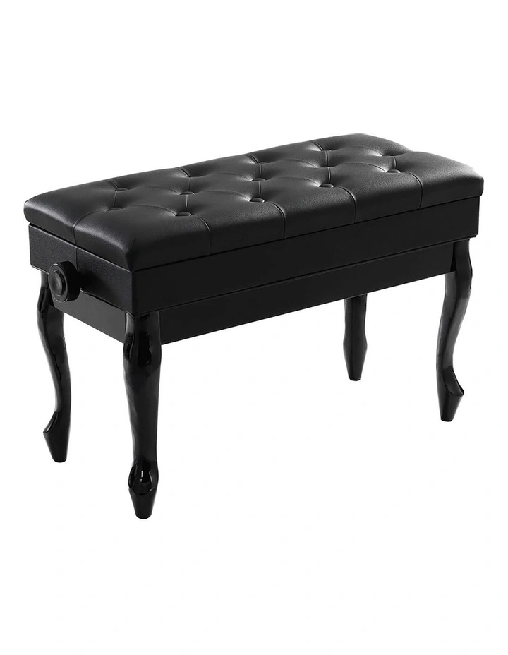 Piano Bench Stool Adjustable Height Keyboard Seat in Black