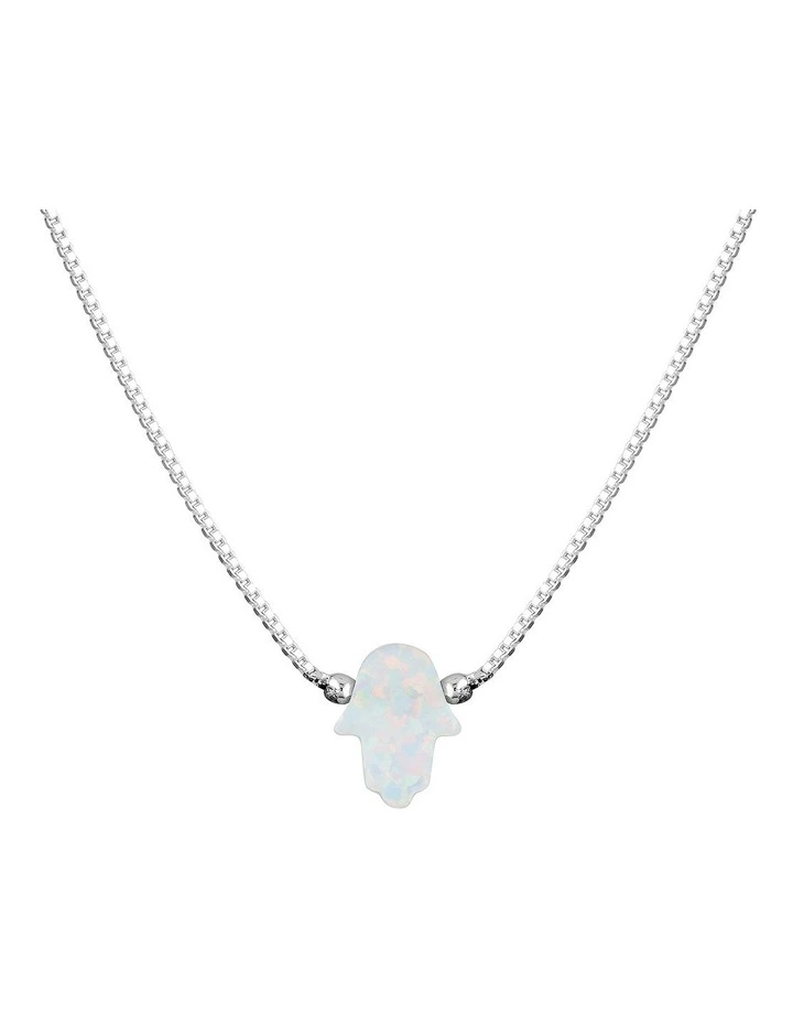 Sterling Silver Mini Hamsa Fine White Necklace