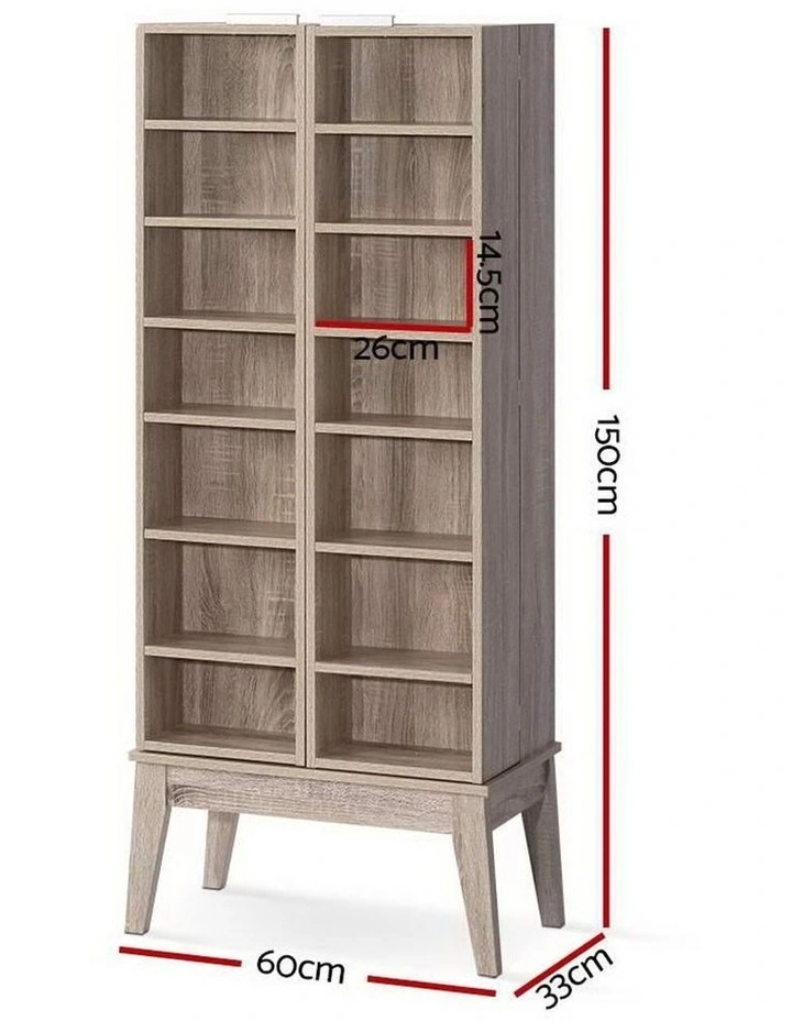 CD/DVD Media Storage Display Shelf Folding Cabinet Bookshelf Bluray Rack Oak