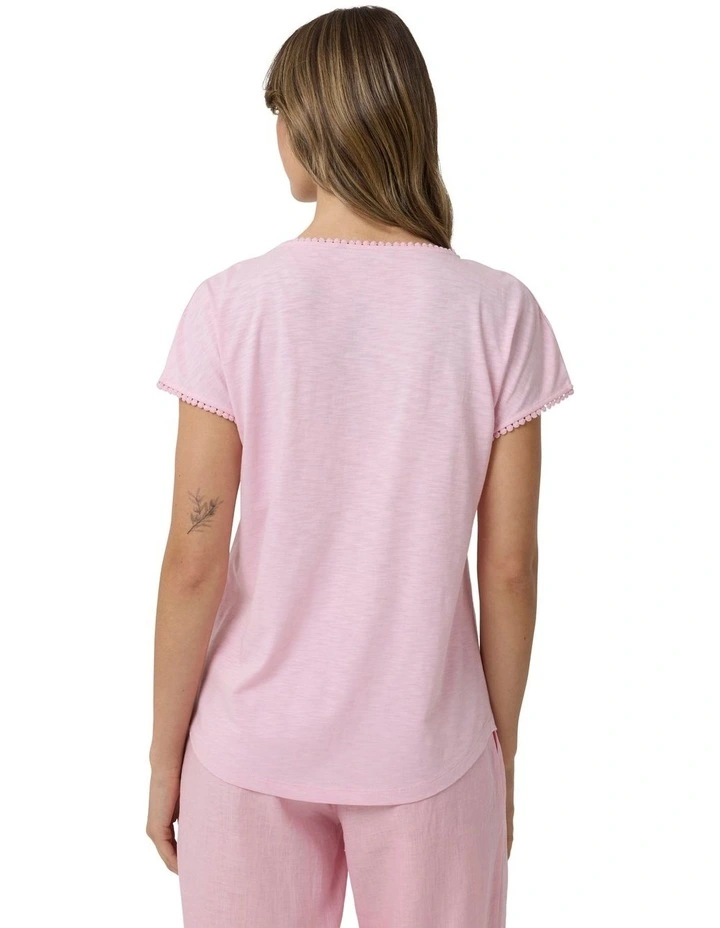 Embroidered Tee in Pale Rose