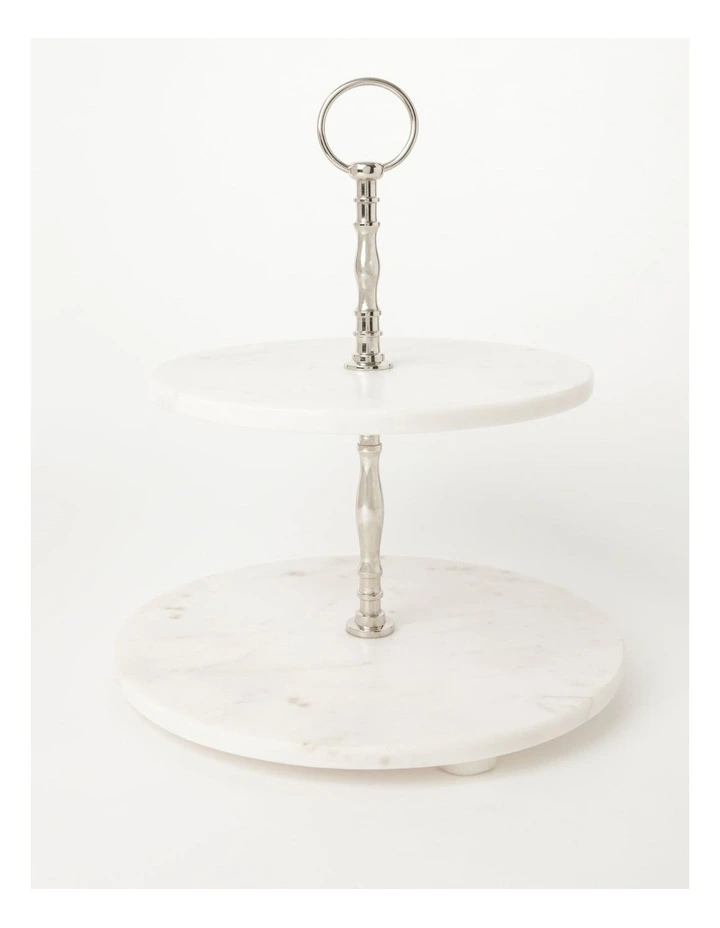Marble 30cm 2 Tier Cake Plate