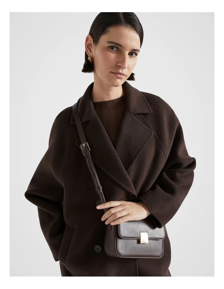 Mini Baguette Crossbody Bag in Dark Espresso