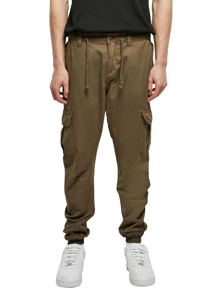 Cuffed Cargo Jogging Pants in Olive