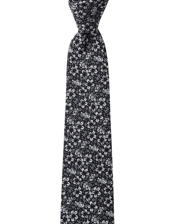 Elderflower Silk Tie in Black