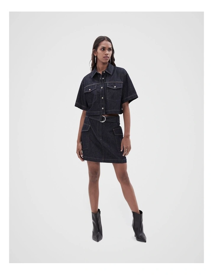 Denim Utility Skirt in Rinse Wash