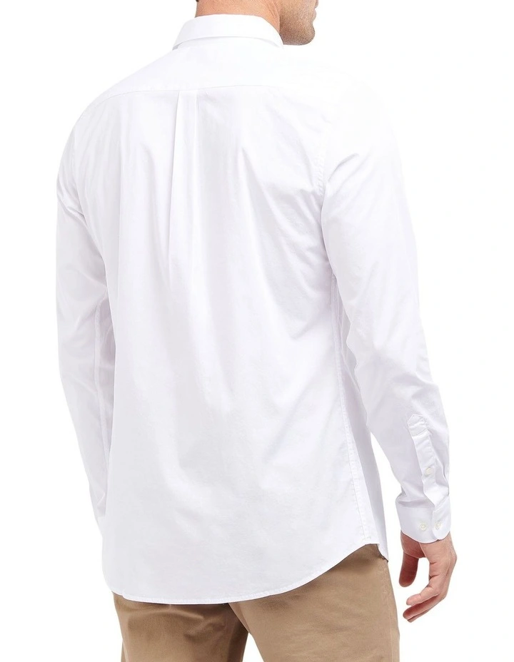 Stretch Poplin Long Sleeve Shirt in White
