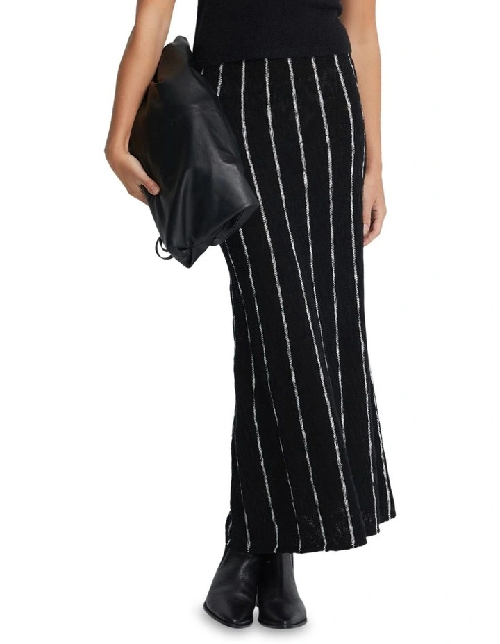 Emily Striped Knit Skirt in Black/Ivory