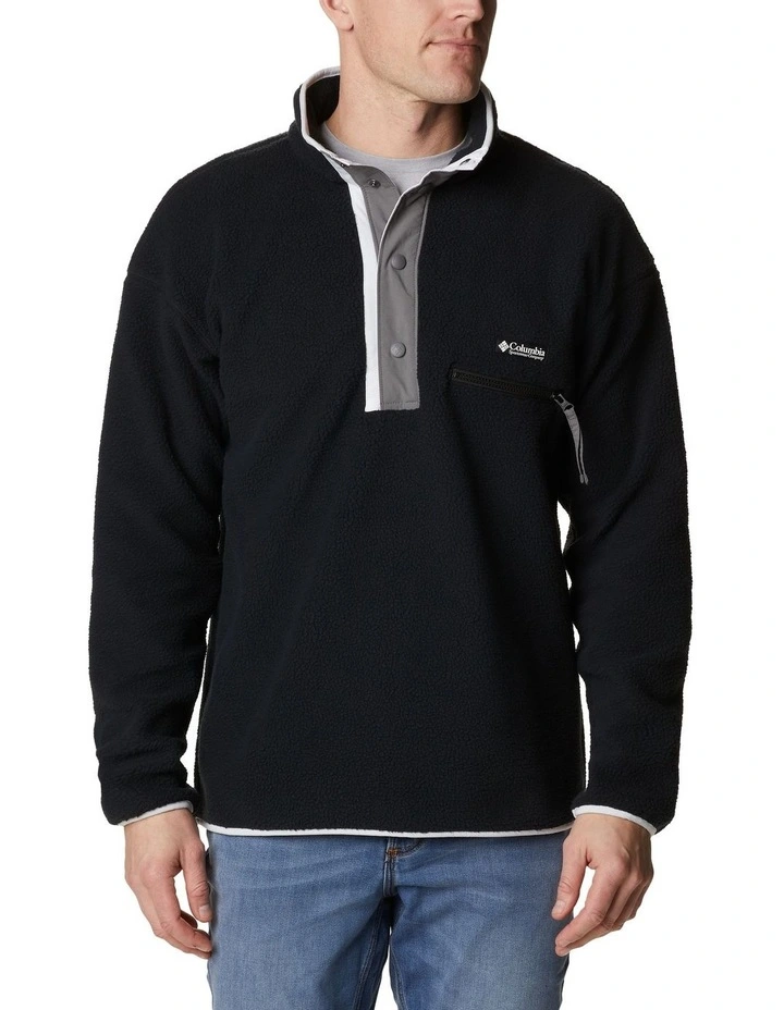 Helvetia Half Snap Fleece Pullover Top in Black