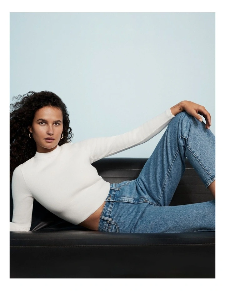 A Heather Long Sleeve Top in White