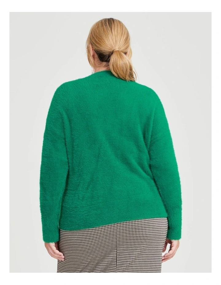 Mock Neck Seam Jumper in Eden Green