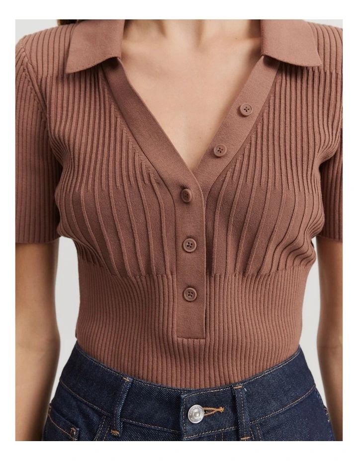 Variegated Rib Top in Biscuit