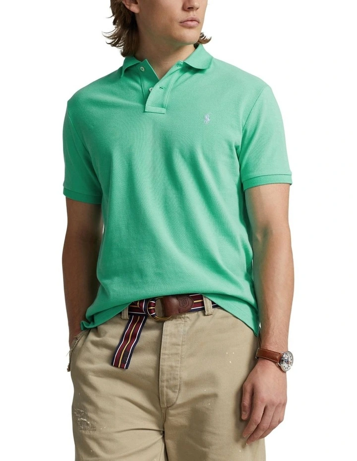 Custom Slim Fit Mesh Polo Shirt in Green