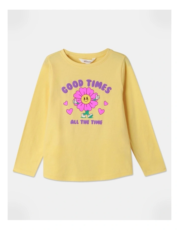 Essential Good Times Flower Long Sleeve Tee in Yellow