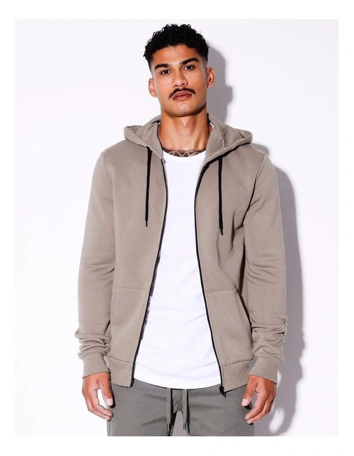 Mitchell Zip Thru Hoodie in Brown
