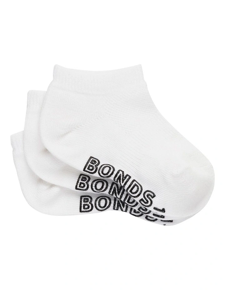 Baby Logo Cushioned Low Cut Socks 3 Pack in White