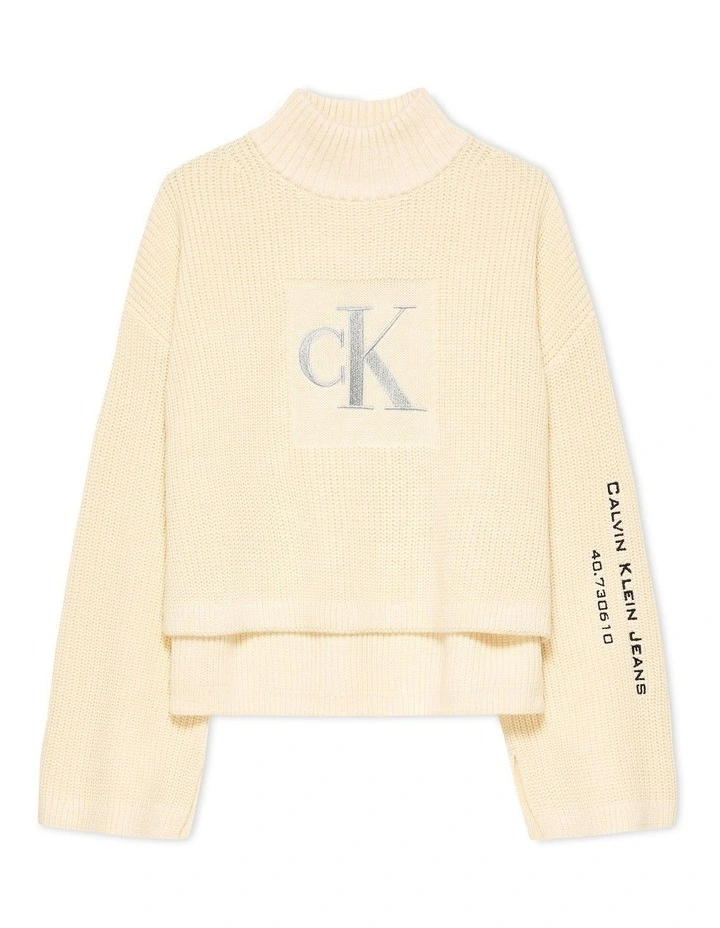 Metallic Mono Rollneck Sweater in Vanilla